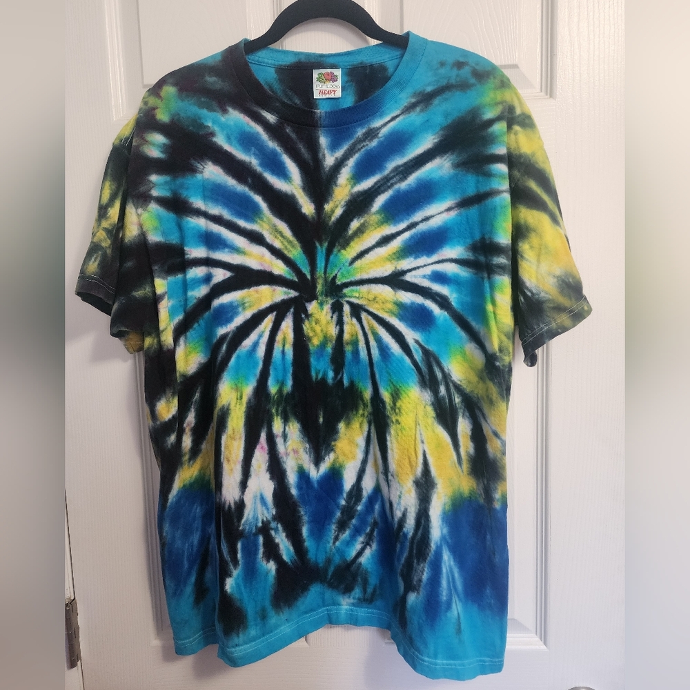 Custom Black Spider Spiral Tie dye Black/Blue/Yellow/Green (Sku A14)